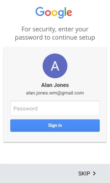 Press Password and key in the password for your Google account.