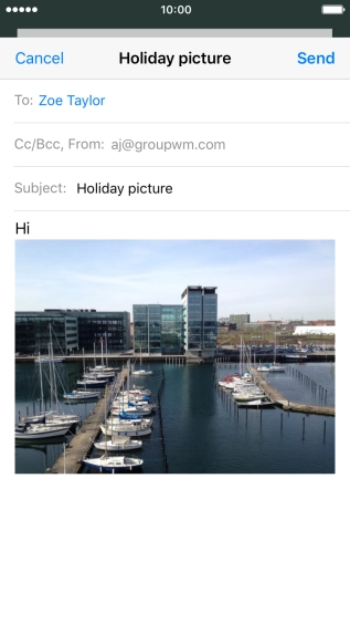 Press Send when you've finished your email message.