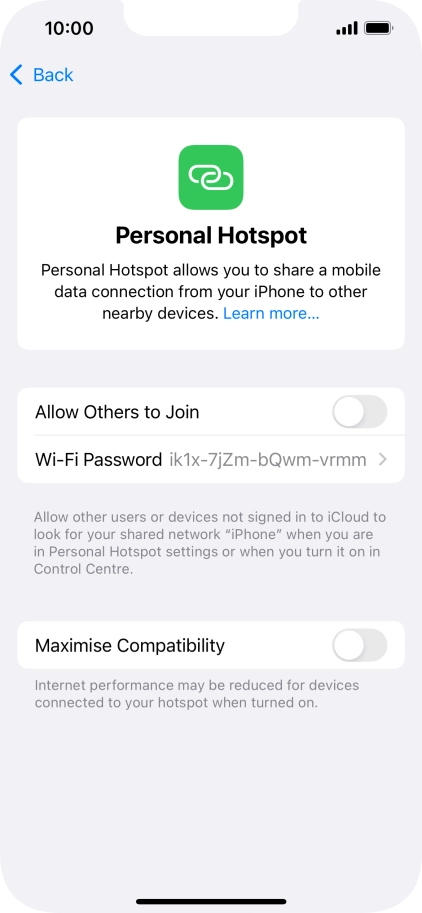 Press Wi-Fi Password and key in the required password.