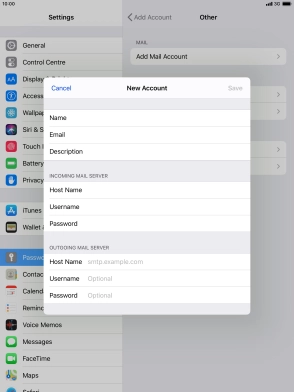 Press Host Name and key in the name of your email provider's outgoing server. Please note that if you can't send email messages when using your email provider's outgoing server, key in smtp.vodafone.net.au (Vodafone's outgoing server).