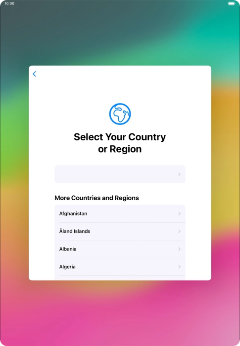 Press the required country or area.