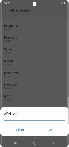 Key in default and press OK.