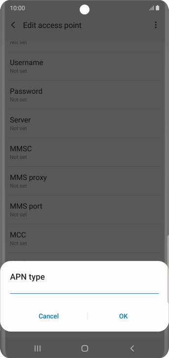 Key in default and press OK.