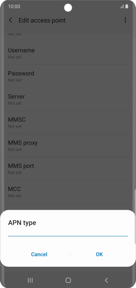 Key in default and press OK.