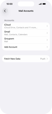Press the name of the email account you've just set up.