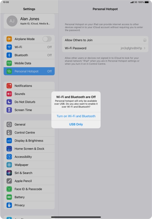 If Wi-Fi is turned off, press Turn on Wi-Fi and Bluetooth.