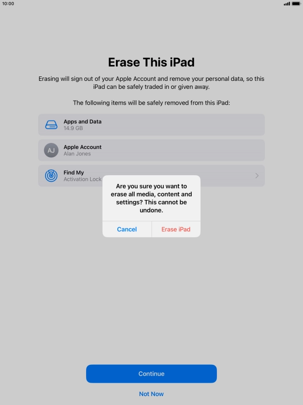 Press Erase iPad. Press Erase iPad.