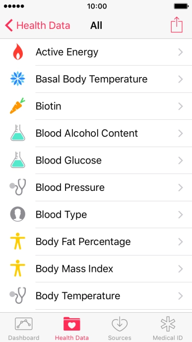 Press the required information type.