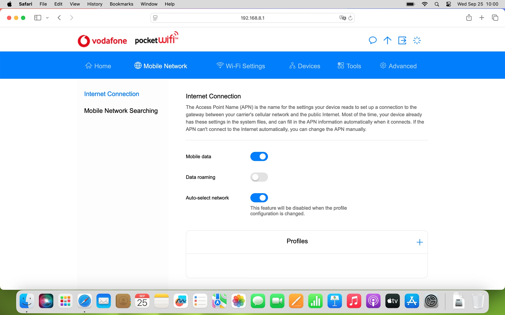 Click Mobile Network Searching.