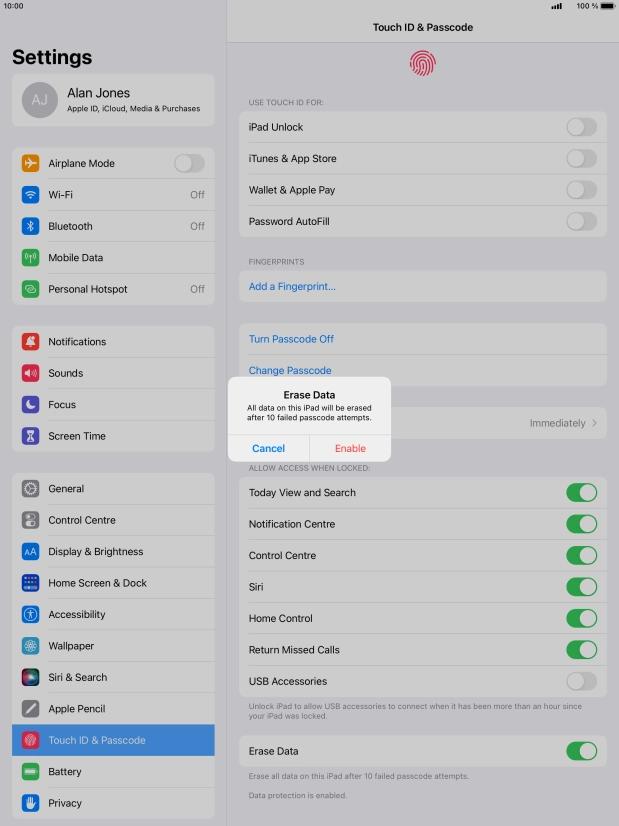If you turn on the function, press Enable.