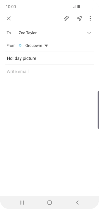 Press the text input field and write the text for your email message. Press the text input field and write the text for your email message.