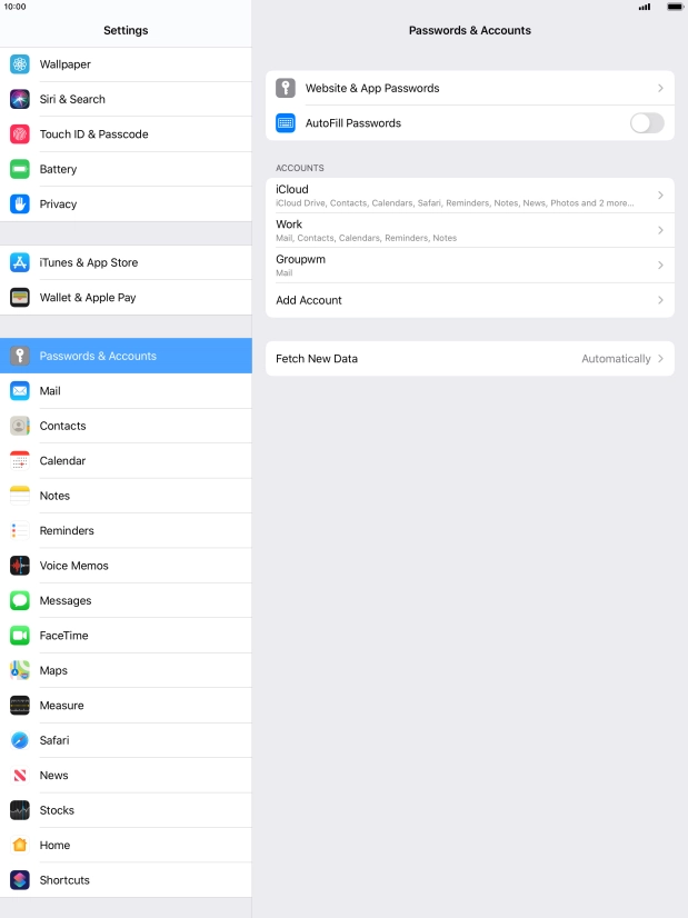 Press the name of the email account you've just set up.
