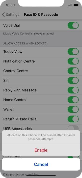 If you turn on the function, press Enable.