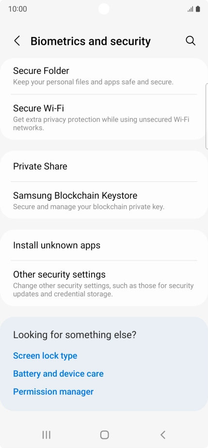 Press Other security settings. Press Other security settings.