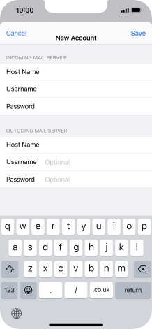 Press Username and key in the username for your email account. Please note that if you're using Vodafone's outgoing server, leave the username field empty.