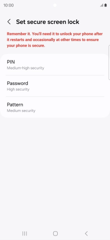 Press the required phone lock code and follow the instructions on the screen to create an additional phone lock code.