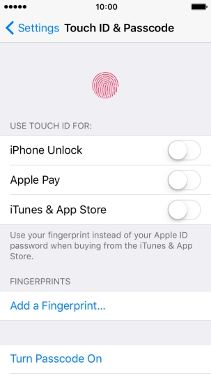 Press Turn Passcode On and key in a phone lock code of your own choice twice.