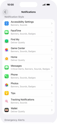 Press the required application.