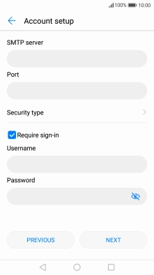 Press Require sign-in to turn the function on or off. Please note that if you're using Vodafone's outgoing server, turn off SMTP authentication and leave the username and password fields empty.