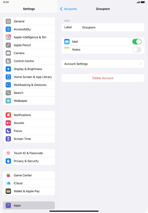 Press Account Settings.