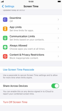 Press Use Screen Time Passcode and follow the instructions on the screen to select a Screen Time password.