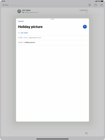 Press the text input field and write the text for your email message.
