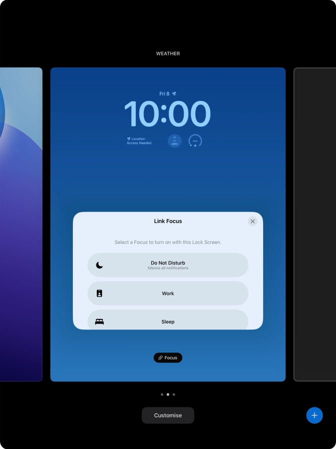 Press the required focus mode.