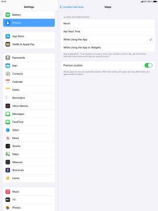 Press the required setting to turn the function on or off. Press the required setting to turn the function on or off.