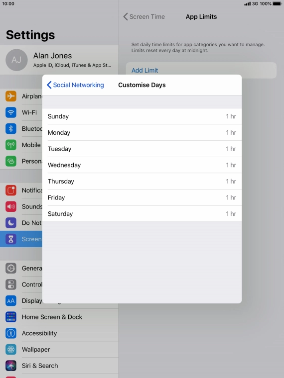 Press the required days. Press the required days.