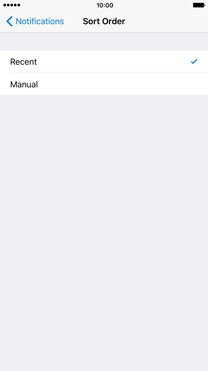 Press Recent to sort notifications by time.