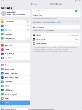 Press the required application.