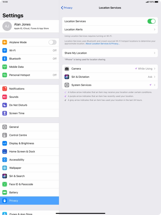Press the required application.