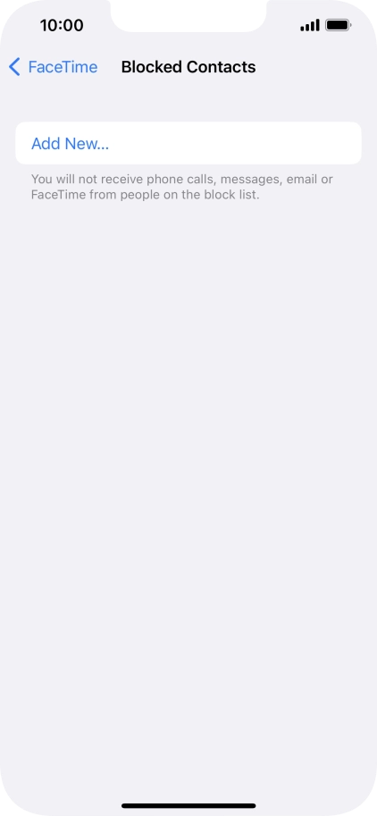 Press Add New... and follow the instructions on the screen to block a contact.