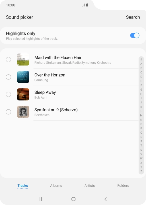 Press the required ring tones to hear them.