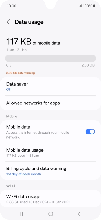 The total data usage is displayed.