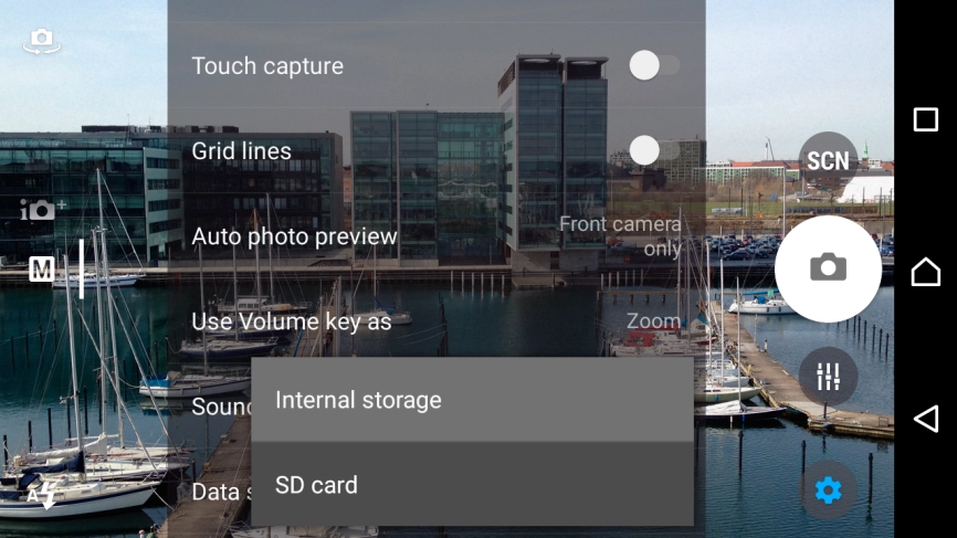 Press Internal storage to save your pictures in the phone memory.