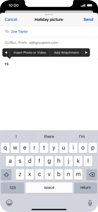Press Insert Photo or Video and follow the instructions on the screen to attach a picture or a video clip.
