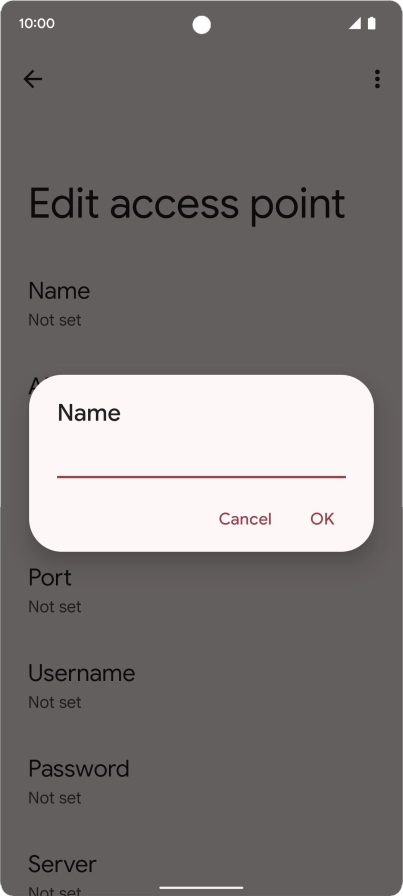 Key in Vodafone Internet and press OK.