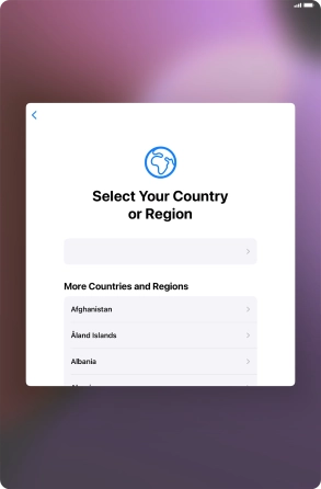 Press the required country or area. Press the required country or area.