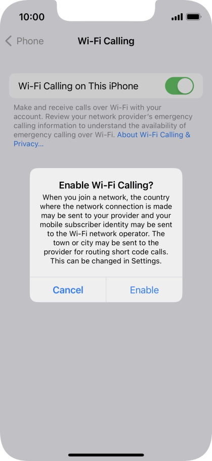 If you turn on the function, press Enable.