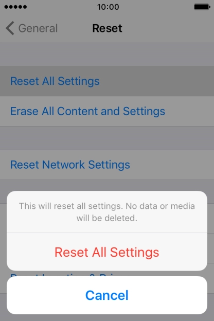 Press Reset All Settings.