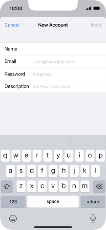Press Email and key in your email address.