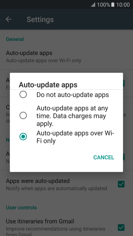 Press Do not auto-update apps to turn off the function.