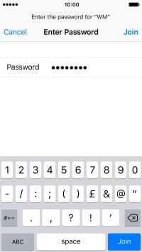 Key in the password for the Wi-Fi network and press Join.