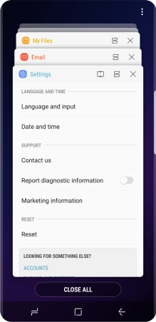 To end one running application, slide your finger right on the required application.
