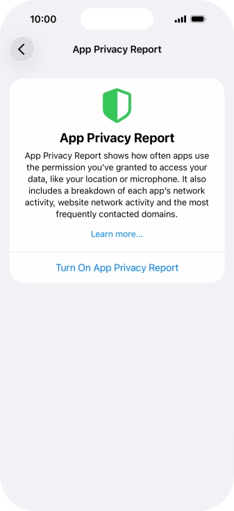 Press Turn On App Privacy Report to turn on the function.