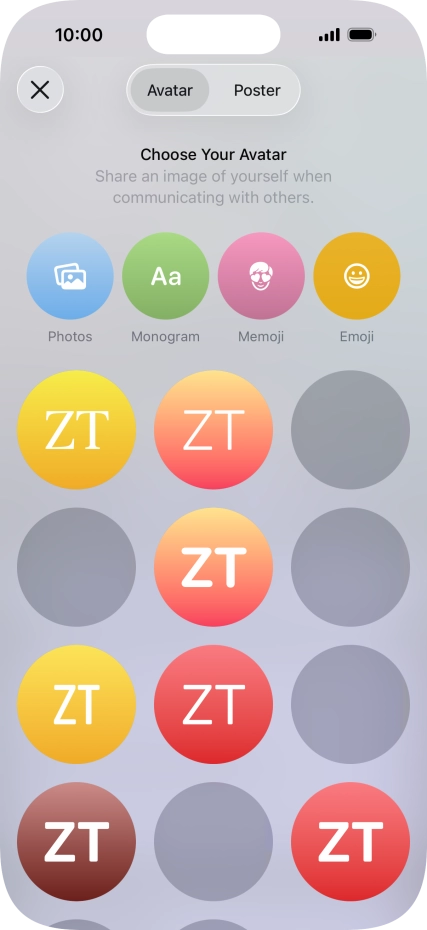 Press the required category and follow the instructions on the screen to select and save the required picture to your Contact Poster.