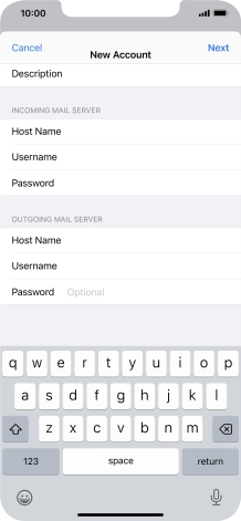 Press Password and key in the password for your email account. Please note that if you're using Vodafone's outgoing server, leave the password field empty.