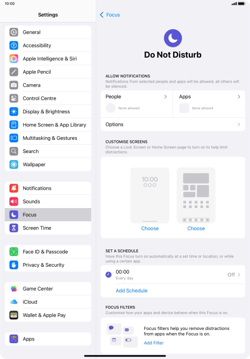 Press People and follow the instructions on the screen to select which contacts you would like to receive calls and notifications from when Do Not Disturb is turned on.
