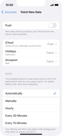 If you turn off the function, press the required setting.